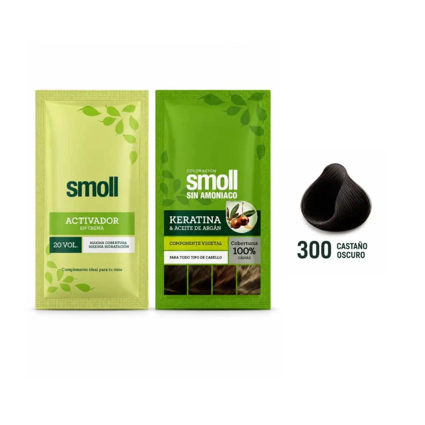 Tinte Smoll Sin Amoniaco 300 Castaño Oscuro Sachet 50 Ml + Oxigenta Vol 20 50 Ml