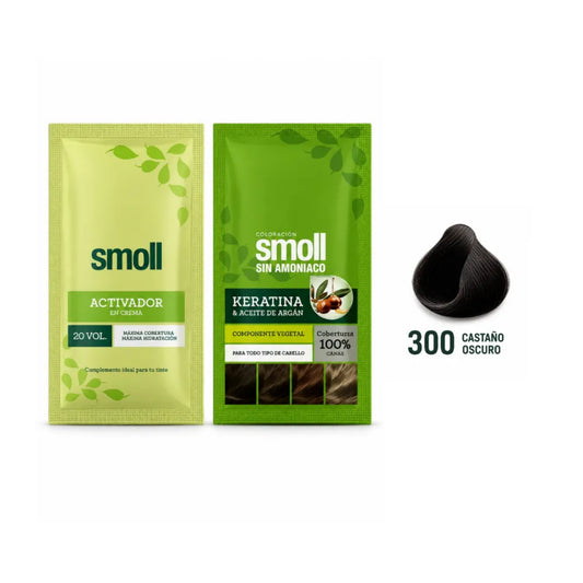 Tinte Smoll Sin Amoniaco 300 Castaño Oscuro Sachet 50 Ml + Oxigenta Vol 20 50 Ml