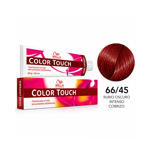 Tinte Wella Color Touch Sin Amoniaco Semi Permanente 66/45 Rubio Oscuro Intenso Cobrizo 60 G