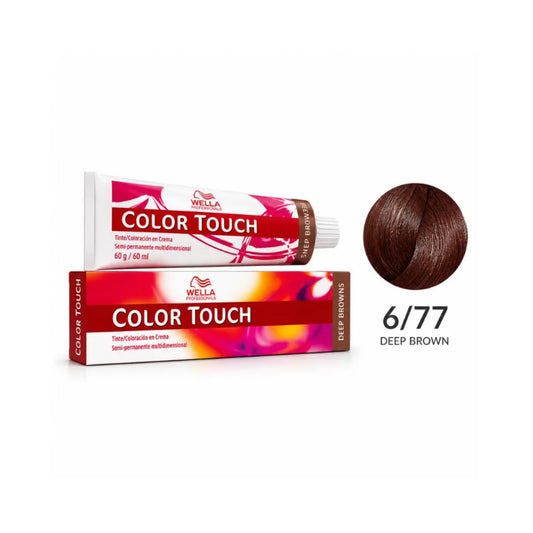 Tinte Wella Color Touch Sin Amoniaco Semi Permanente 6/77 Rubio Oscuro Marrón Intenso 60 G