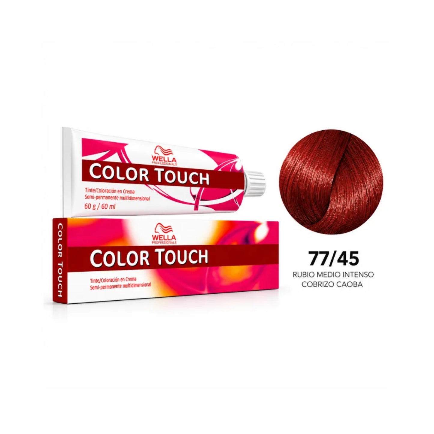 Tinte Wella Color Touch Sin Amoniaco Semi Permanente 77/45 Rubio Medio intenso Cobrizo Caoba 60 G