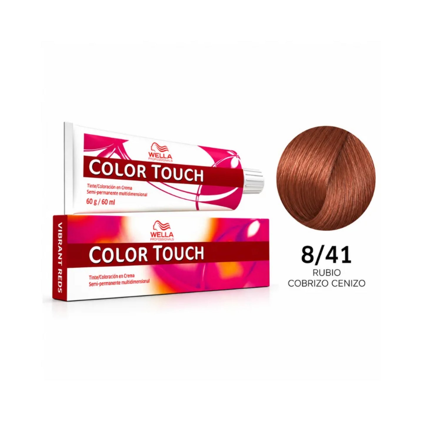 Tinte Wella Color Touch Sin Amoniaco Semi Permanente 8/41 Rubio Cobrizo Cenizo 60 G