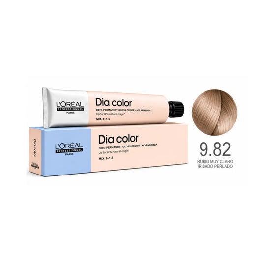 Tinte para Cabello Loreal Día Color 9.82 Rubio Muy Claro Moca Irisado Sin Amoniaco 60 Ml