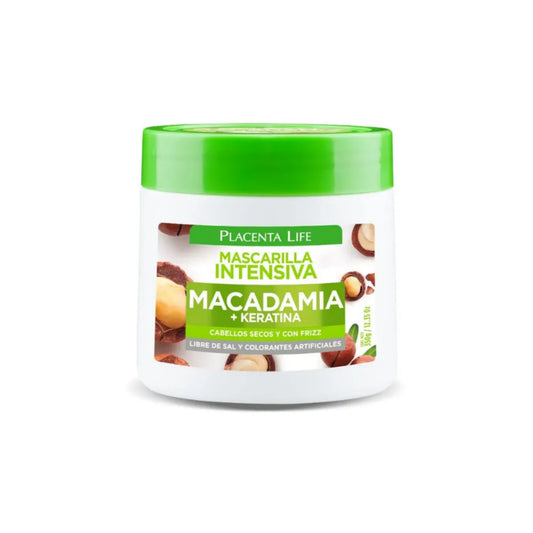 Tratamiento Intensivo Macadamia + Keratina Cabellos Secos y con Frizz Placenta Life 350 G