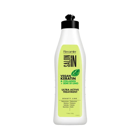 Tratamiento Protector de Calor Salon In Vegan Keratin & Collagen + Semi de Lino Ultra Active 500 Ml