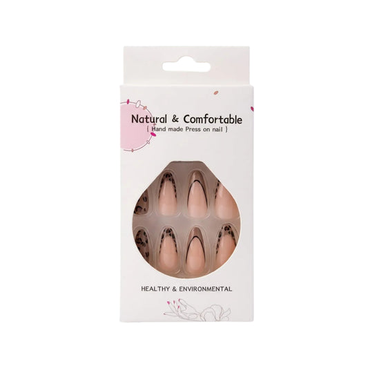 Uñas Postizas Animal Print Rosa