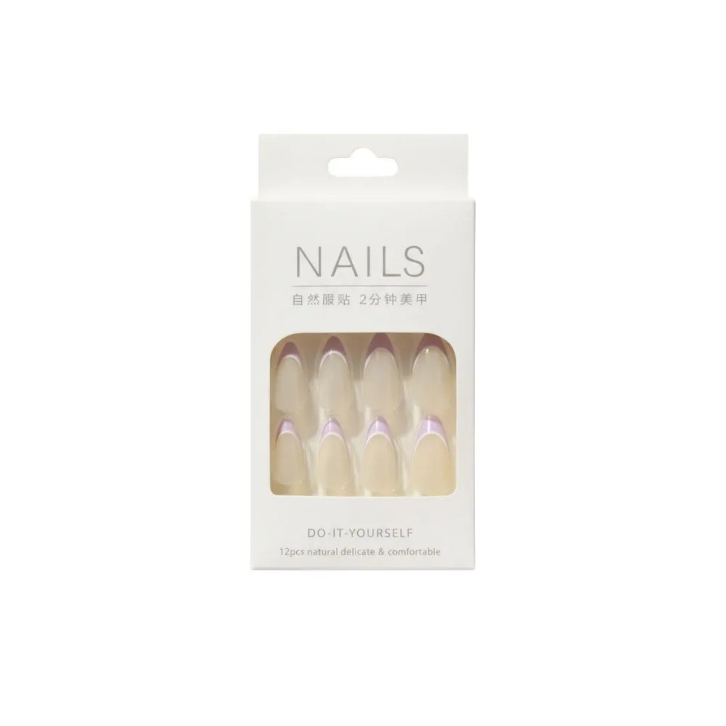 Uñas Postizas Francesas Lila