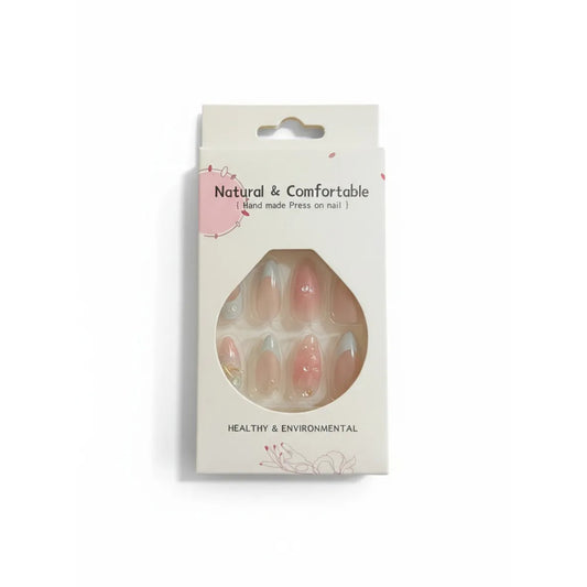 Uñas Postizas Summer Celeste y Rosa