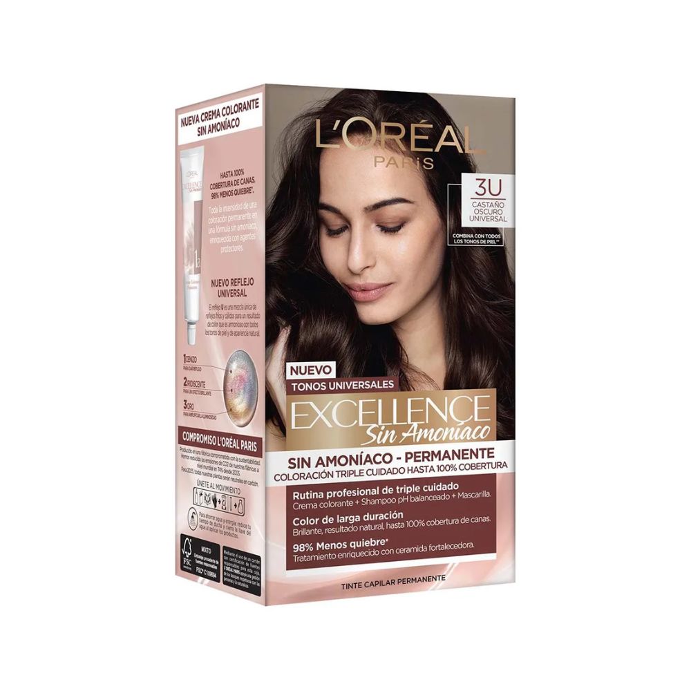 Tinte para Cabello Excellence Sin Amoniaco 3 U Castaño Oscuro Universal Caja 1 Und