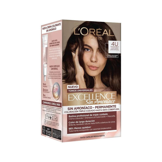 Tinte para Cabello Excellence Sin Amoniaco 4 U Castaño Universal  Caja 1 Und