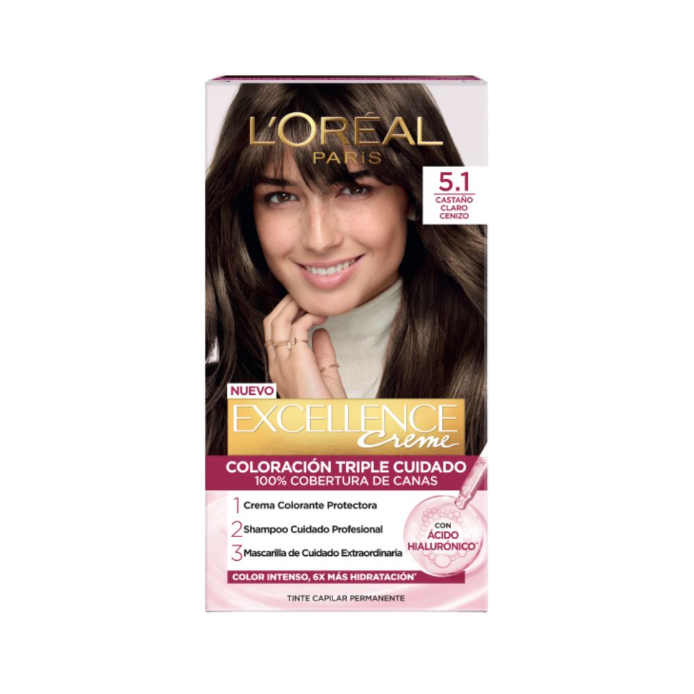 Tinte para Cabello Excellence Creme 5.1 Castaño Claro Cenizo Caja 1 Und