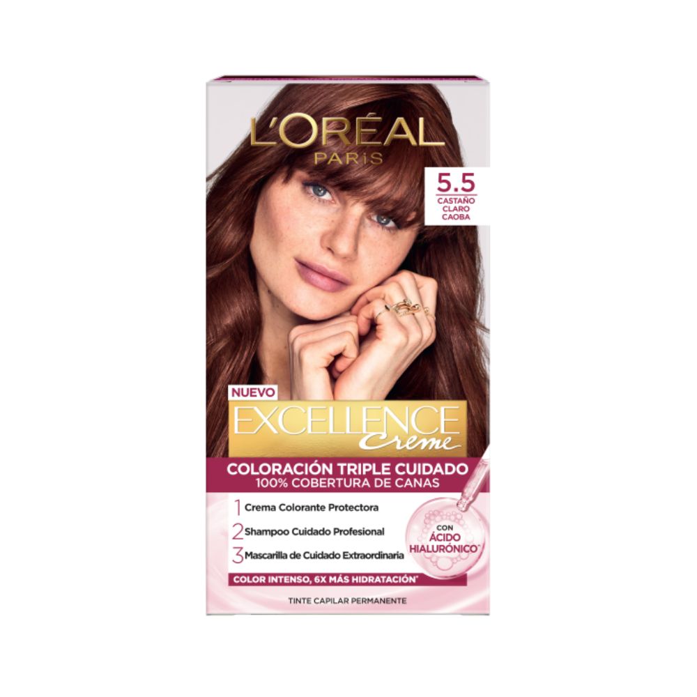 Tinte para Cabello Excellence Creme 5.5 Castaño Claro Caoba Caja 1 Und
