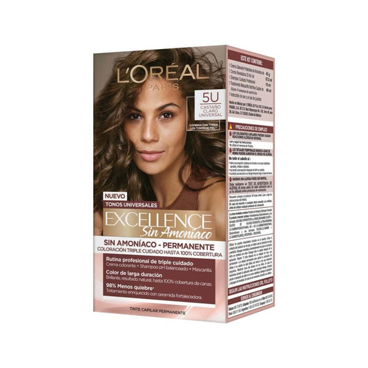 Tinte para Cabello Excellence Sin Amoniaco 5 U Castaño Claro Universal  Caja 1 Und