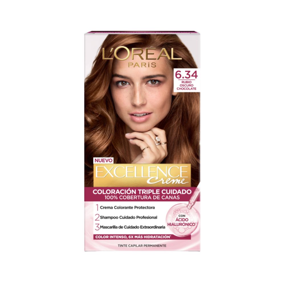 Tinte para Cabello Excellence Creme 6.34 Rubio Oscuro Chocolate Caja 1 Und