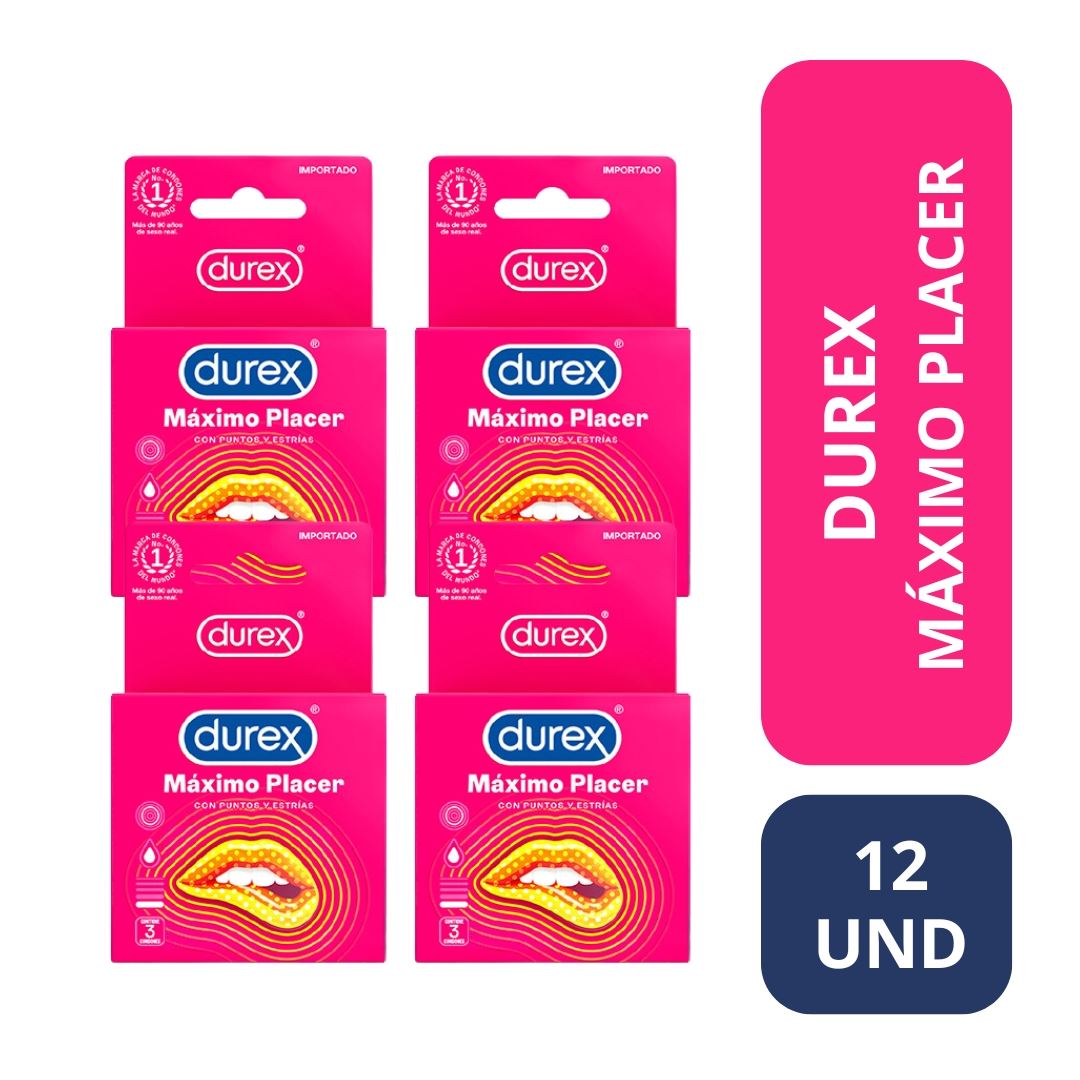 Pack Condones Durex Máximo Placer 12 Und
