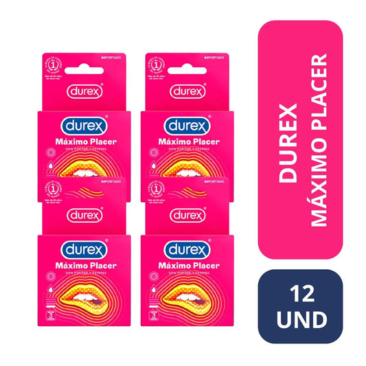 Pack Condones Durex Máximo Placer 12 Und