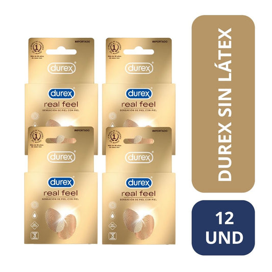 Pack Condones Durex Real Feel Sin Látex 12 Und
