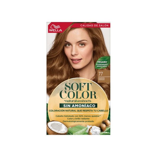 Tinte para Cabello Soft Color Sin Amoniaco 77 Marrón Dorado Caja 1 Und