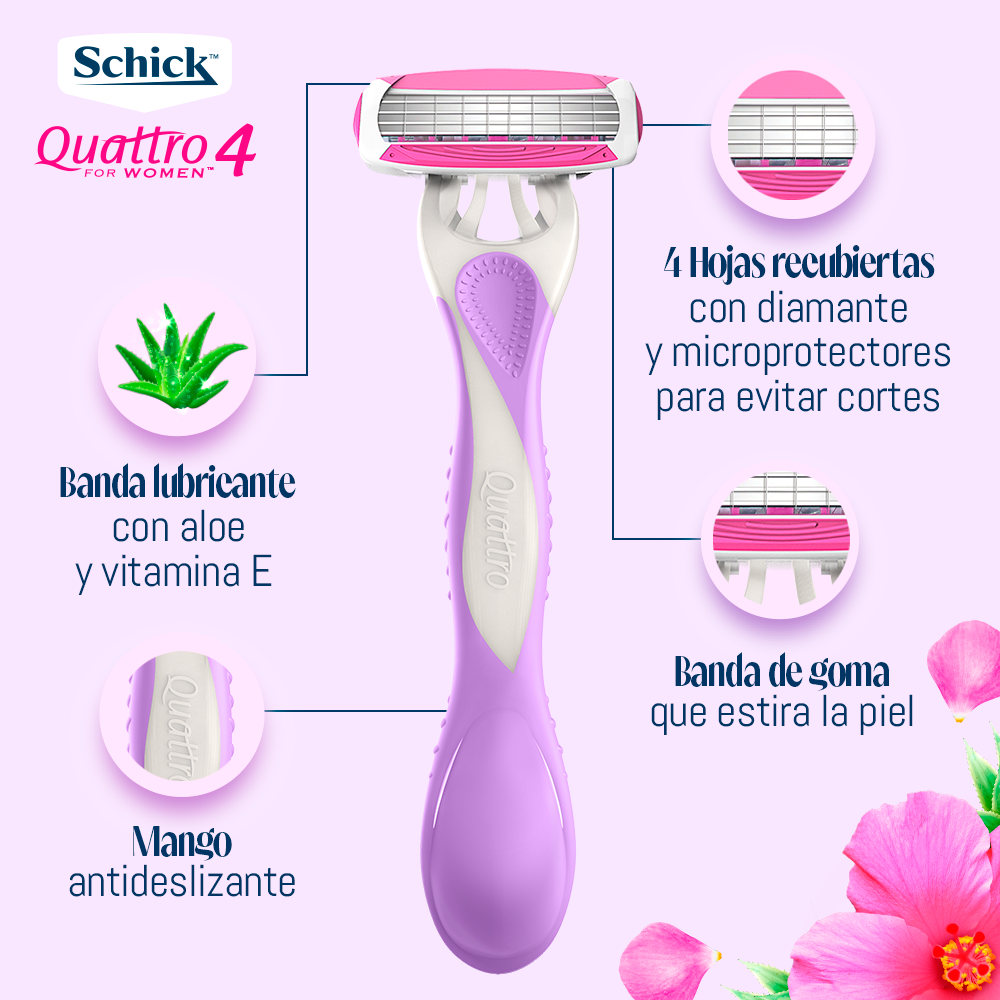 Máquina de Afeitar Quattro Mujer Schick 2 Und